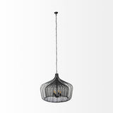 Camila (40"x31") Black Metal Mesh-Style Four Bulb Chandelier from Mercana - Luna Furniture