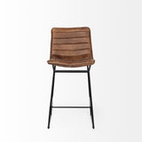 Meritt 37" Total Height Brown Leather Seat Black Metal Frame Stool from Mercana - Luna Furniture