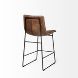 Meritt 37" Total Height Brown Leather Seat Black Metal Frame Stool from Mercana - Luna Furniture