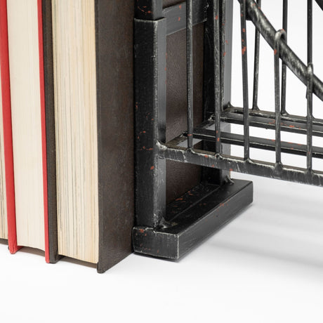 Suspension Set of 2 19L x 4W Brown Wrought Iron Suspension Bridge Bookends from Mercana - Luna Furniture