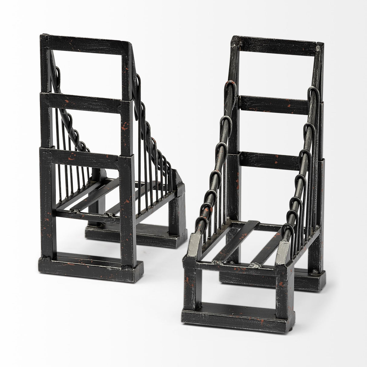 Suspension Set of 2 19L x 4W Brown Wrought Iron Suspension Bridge Bookends from Mercana - Luna Furniture