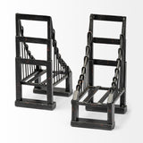 Suspension Set of 2 19L x 4W Brown Wrought Iron Suspension Bridge Bookends from Mercana - Luna Furniture