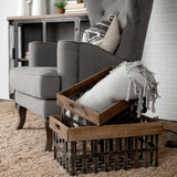 Chartrand Set of 2 Wood And Metal Open Crate Style Baskets from Mercana - Luna Furniture