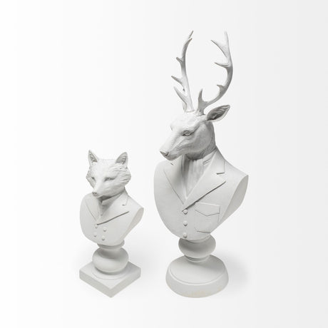 Mozart 8L x 6W White Resin Deer In A Suit from Mercana - Luna Furniture