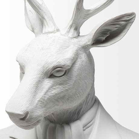 Mozart 8L x 6W White Resin Deer In A Suit from Mercana - Luna Furniture