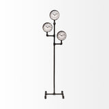 Trifect Black Iron Pipe Three Face Floor Clock from Mercana - Luna Furniture