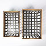 Chartrand Set of 2 Wood And Metal Open Crate Style Baskets from Mercana - Luna Furniture