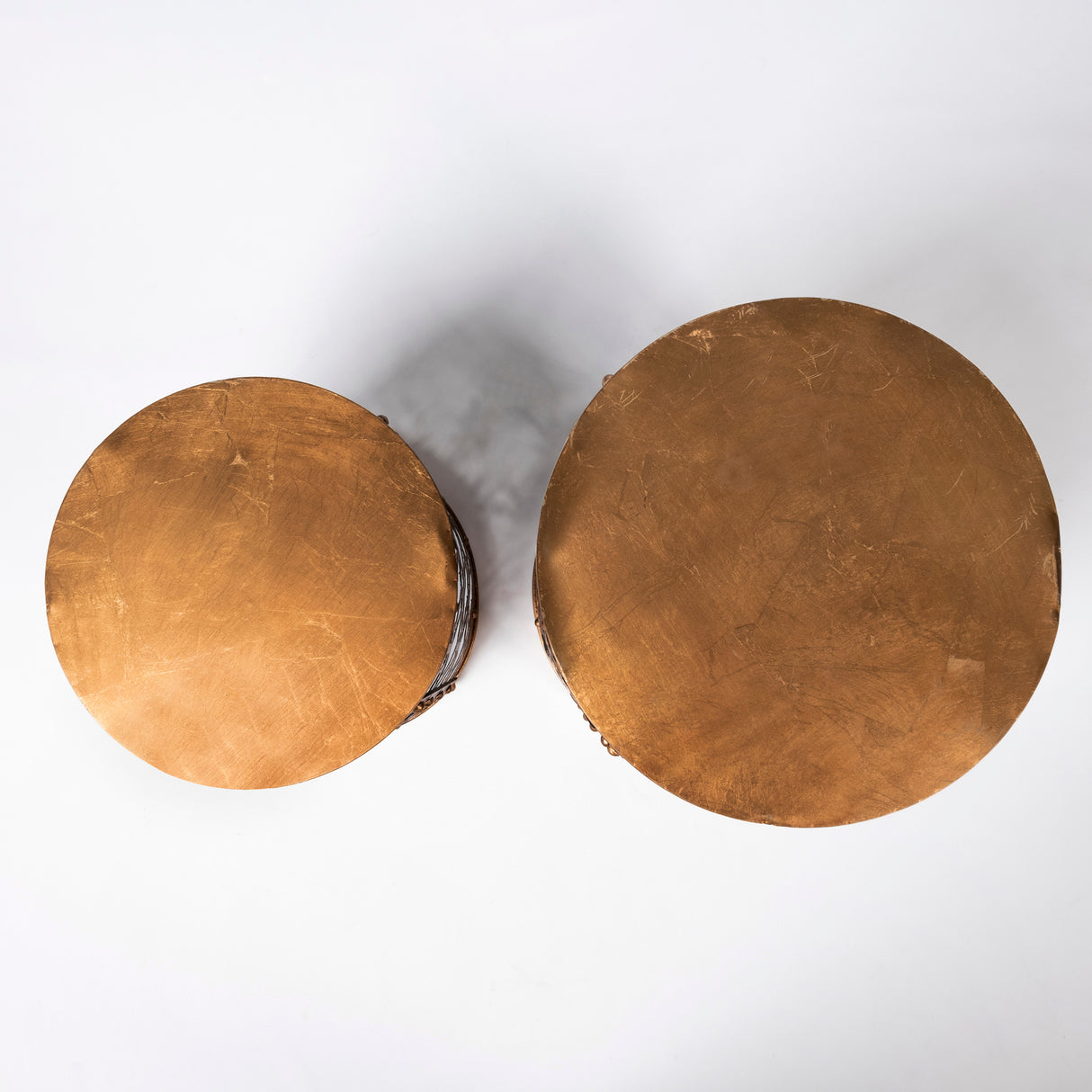 Rudebekia (Set of 2) 16L x 16W Gold Round Metal Accent Tables from Mercana - Luna Furniture