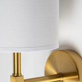 Santander II 6.5x22 Gold Metal and White Linen Shade Wall Sconce from Mercana - Luna Furniture