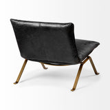 Flavelle II Black Leather Cushion Seat and Solid Iron Base Accent Chair from Mercana - Luna Furniture