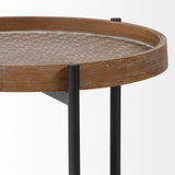 Kade III 16.9" Round Top Natural Brown Wood and Gray Metal Frame Tray-Style End/Side Table from Mercana - Luna Furniture