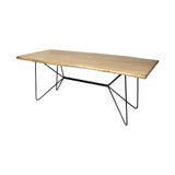 Papillion II 80x40 Rectangular Blonde Live Edge Sold Wood Top Black Metal Base Dining Table from Mercana - Luna Furniture