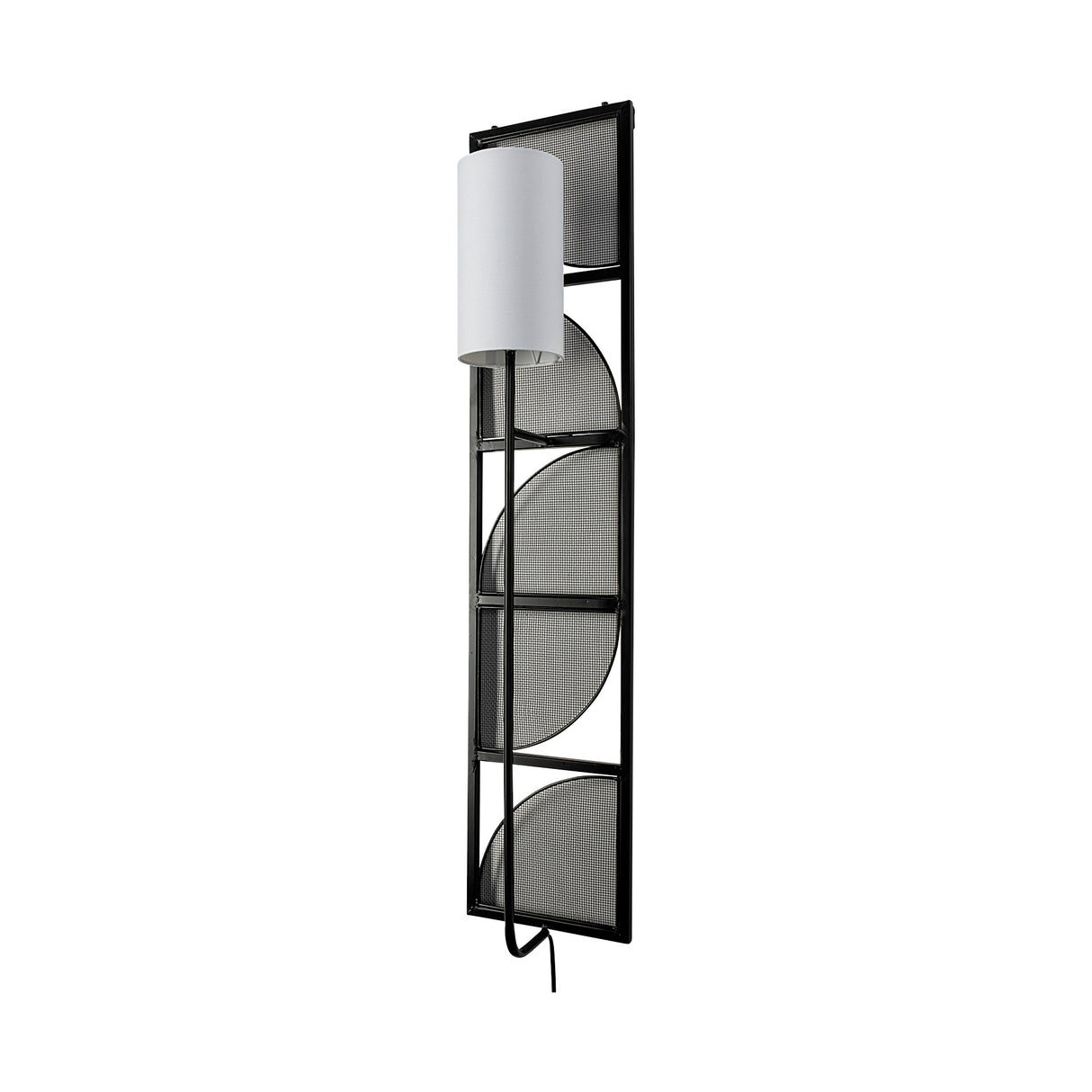 Navin 10x46.5 Black Metal Body White Fabric Shade Rectangular Wall Sconce from Mercana - Luna Furniture