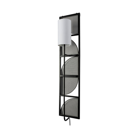 Navin 10x46.5 Black Metal Body White Fabric Shade Rectangular Wall Sconce from Mercana - Luna Furniture