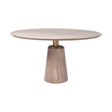 Maxwell II 54" Round Brown Solid Wood Top Brown Wood/Gold Metal Base Dining Table from Mercana - Luna Furniture