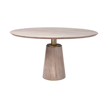 Maxwell II 54" Round Brown Solid Wood Top Brown Wood/Gold Metal Base Dining Table from Mercana - Luna Furniture