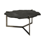 Shale 37" Irregular Live-Edge Black Slate w/Flat Iron Base Coffee Table from Mercana - Luna Furniture