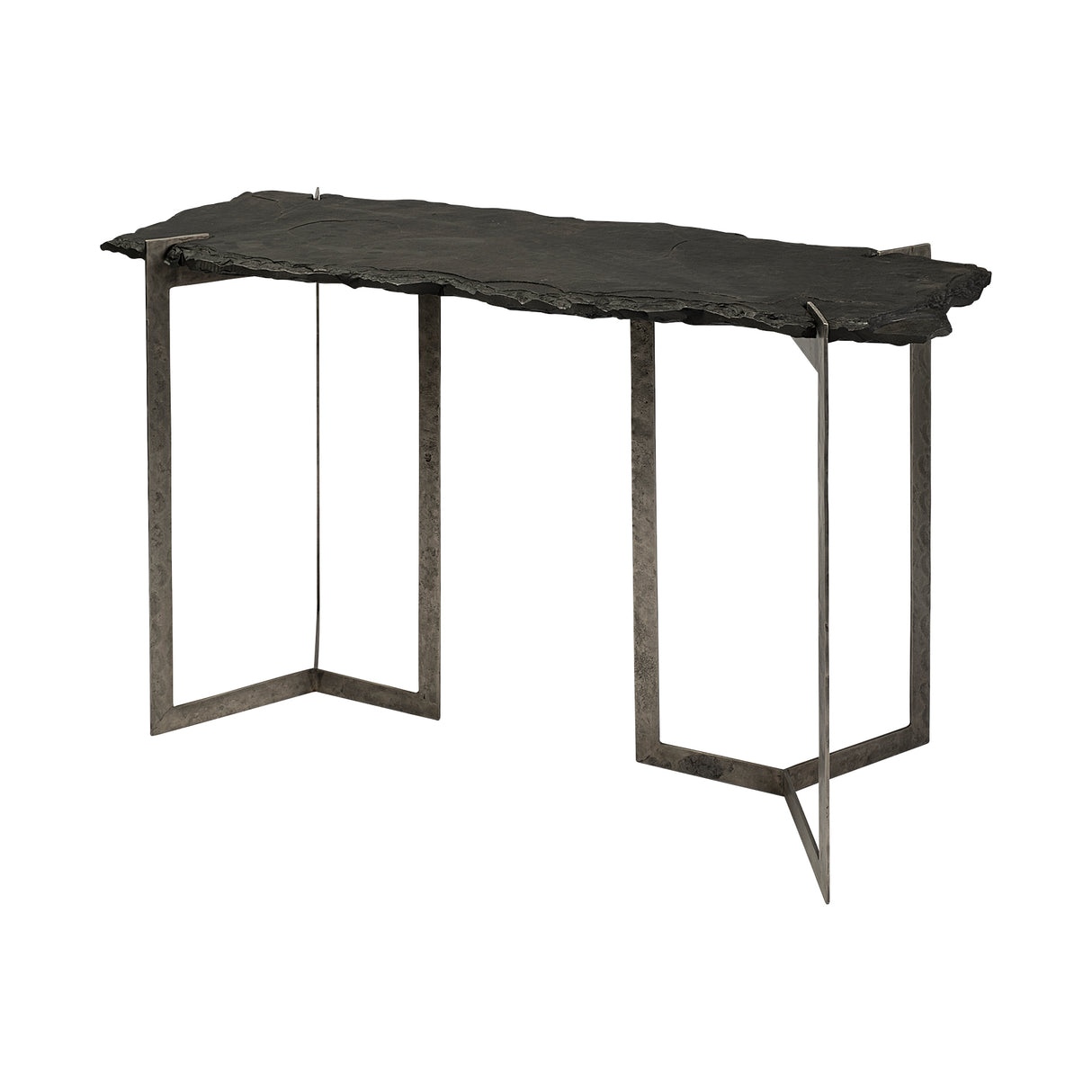 Shale III 50L x 20W Black Live-Edge Slate and Iron Console Table from Mercana - Luna Furniture