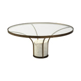 Jacinta 36" Round Glass Top Metal and Marble Pedestal Coffee Table from Mercana - Luna Furniture