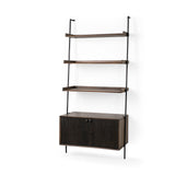 Grace 37.5L x 20W x 82H Two-Toned Brown Wood Three Shelf Shelving Unit from Mercana - Luna Furniture