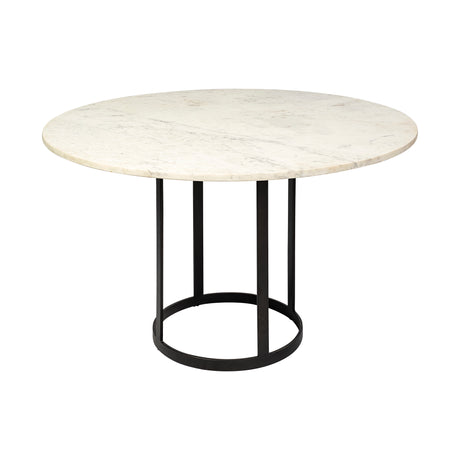 Tanner II 48" Round White Marble Top Black Metal Base Dining Table from Mercana - Luna Furniture