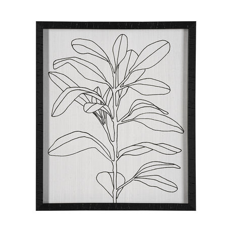 Olive Branch Countour I by Emma Scarvey Hand Embellished Textured Framed Art Print Matted under Glas from Mercana - Luna Furniture