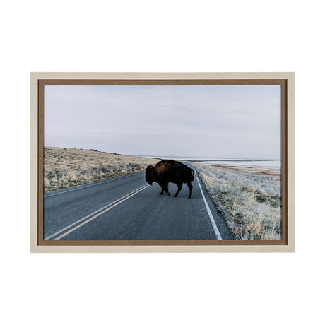 Bison Crossing by Chelsea Victoria a Hand Embelished Textured Framed Photo Art Print Matted under Gl from Mercana - Luna Furniture