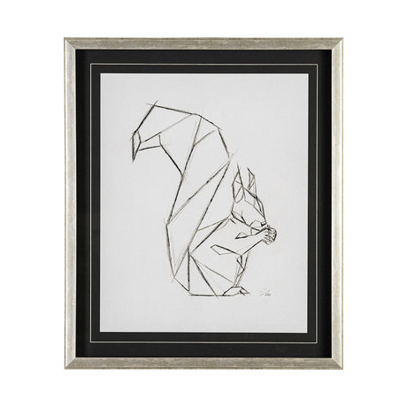 Geo Squirrrel by Mercana Studio a Hand Embellished Textured Framed Art Print Matted under Glass from Mercana - Luna Furniture