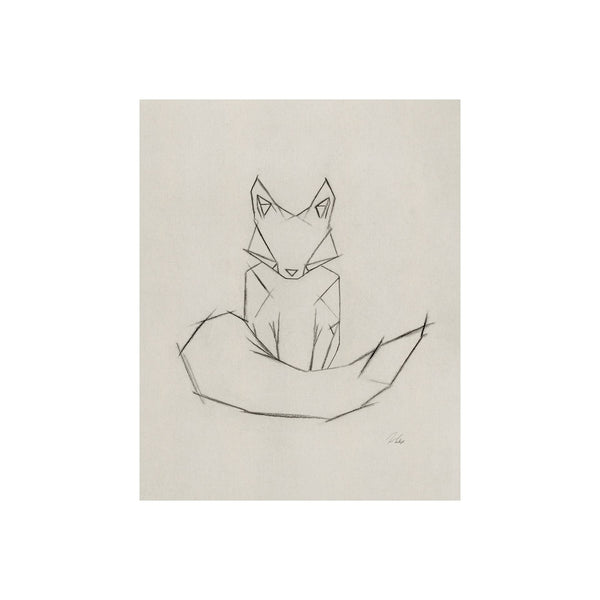 Geo Fox by Mercana Studio a Hand Embellished Textured Canvas
