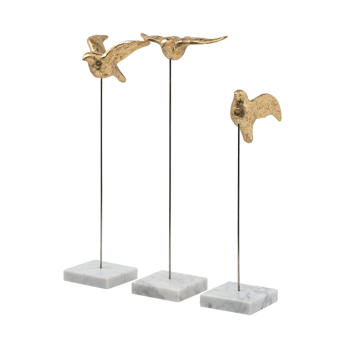 Aya Set of 3 11L x 4W Gold Metal Decorative Birds from Mercana - Luna Furniture
