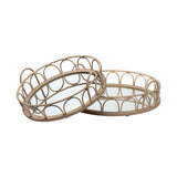 Leona (Set of 2) Natural Wicker Woven Mirrored Base Nesting Trays from Mercana - Luna Furniture