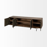 Grace I Two-Toned Brown Solid Wood TV Stand Media Console with Slated Doors, TV up to 82" from Mercana - Luna Furniture