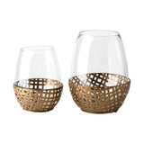 Reena II Large Gold Woven Metal Base Table Candle Holder from Mercana - Luna Furniture