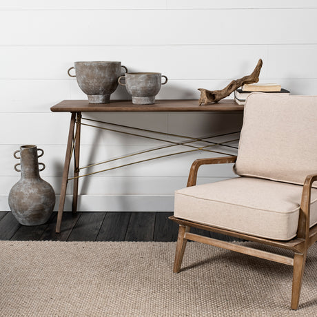 Deya Large Rustic Brown Ceramic Vase from Mercana - Luna Furniture