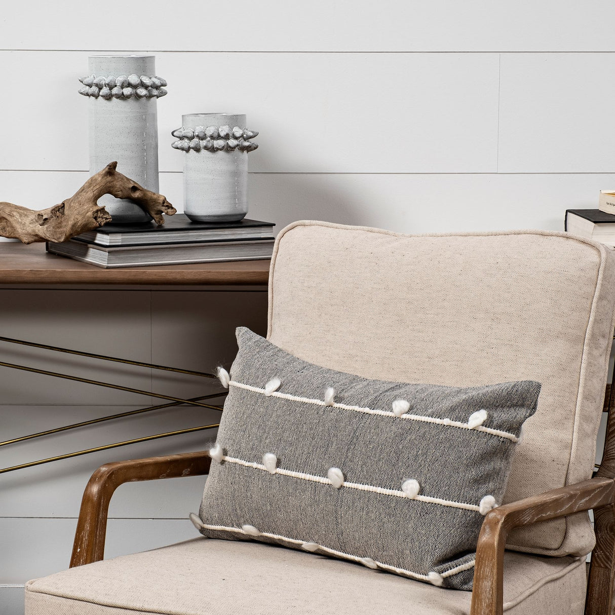 Farmhampton Small Gray Spoked Ceramic Vase from Mercana - Luna Furniture