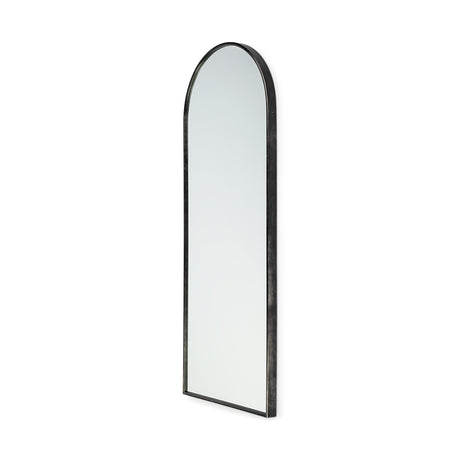 Agatha 28.0L x 2.0W x 70.0H Rounded Arch Black Metal Frame Full Length Mirror from Mercana - Luna Furniture