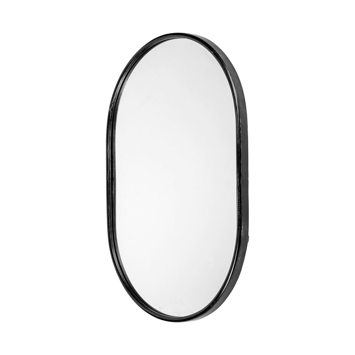 Sylvia II 24"x35" Oval Black Metal Frame Mirror from Mercana - Luna Furniture
