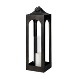 Ina Short Charcoal Metal Candle Holder Lantern from Mercana - Luna Furniture