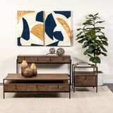 Glenn II 54x30 Dark Brown Wood w/ Black Iron Frame, Rectangle 3 Drawers Coffee Table from Mercana - Luna Furniture