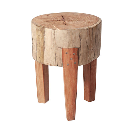Asco 18"H Rustic Solid Reclaimed Wood Stool from Mercana - Luna Furniture