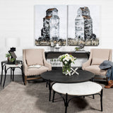 Etienne VII 24" Set of Two Round Top Black Wood and Marble Top Nesting Table from Mercana - Luna Furniture