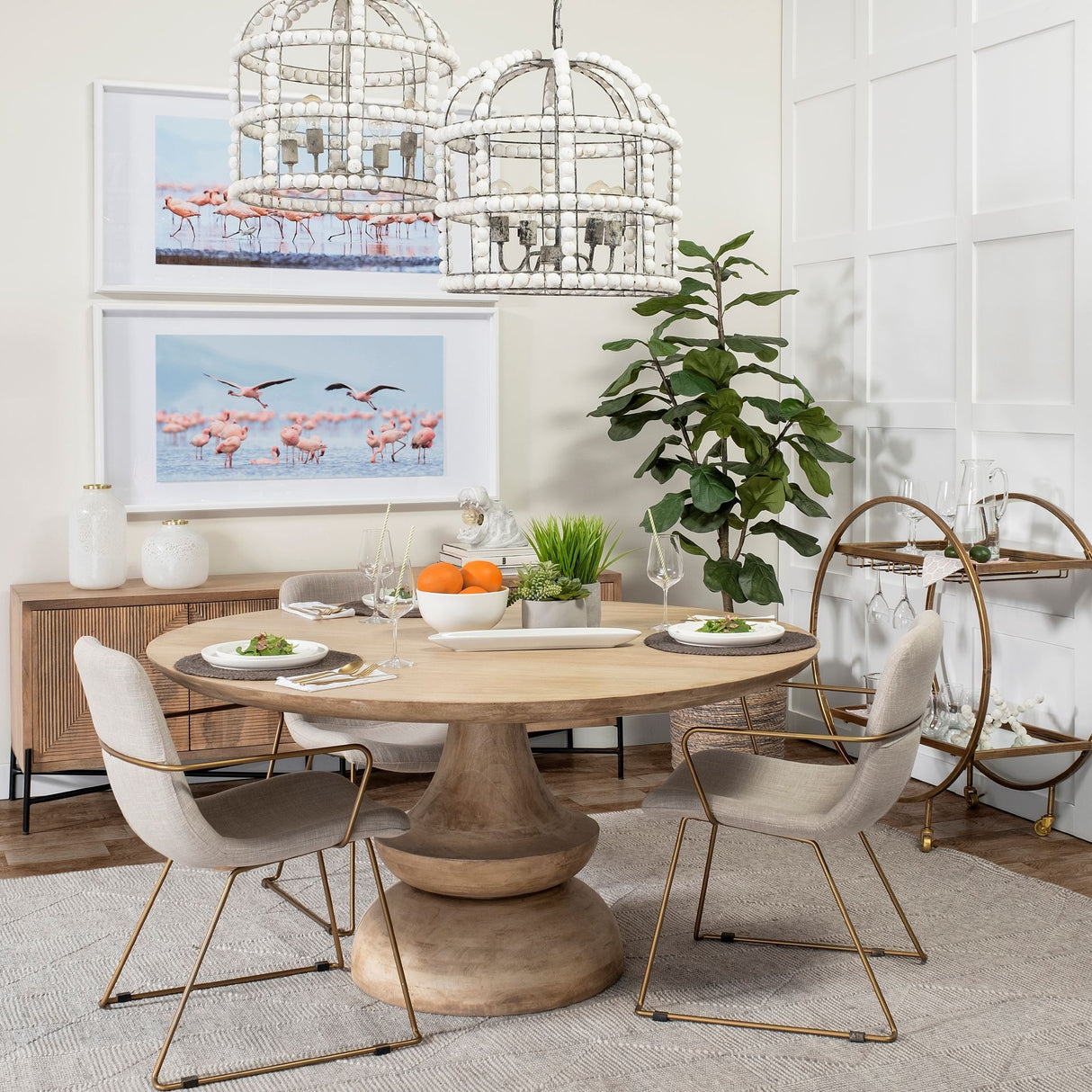 Sawyer II Beige Fabric Wrap Gold Metal Frame Dining Chair from Mercana - Luna Furniture