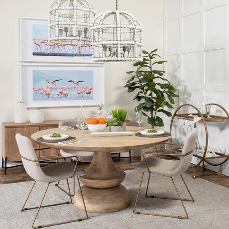 Sawyer II Beige Fabric Wrap Gold Metal Frame Dining Chair from Mercana - Luna Furniture