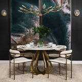Parker I Cream Fabric Seat Gold Metal Frame Dining Chair, Set of 2 from Mercana - Luna Furniture