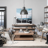 Trey 48x46 Rectangular Brown Solid Wood Top Table Black Metal Frame Two-Tier Coffee Table from Mercana - Luna Furniture