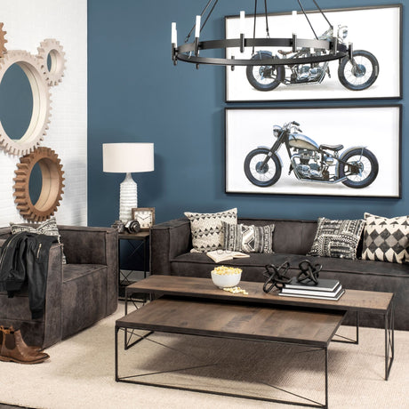 Decamp I (47.2"x36.2") Black Metal Chassis Glass Tube Twelve Light Chandelier from Mercana - Luna Furniture