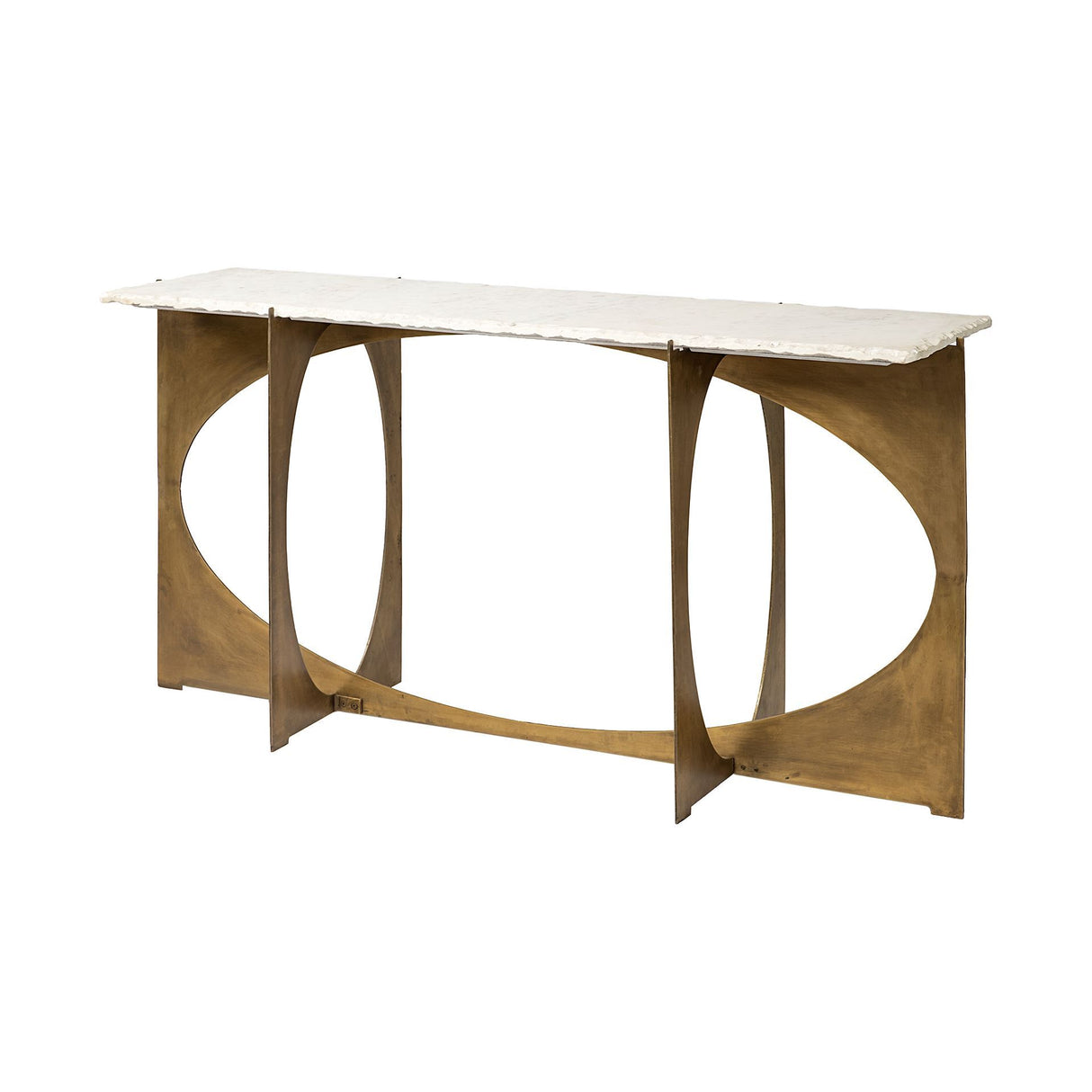 Reinhold IV 59L x 16W White Marble Top Gold Metal Base Console Table from Mercana - Luna Furniture