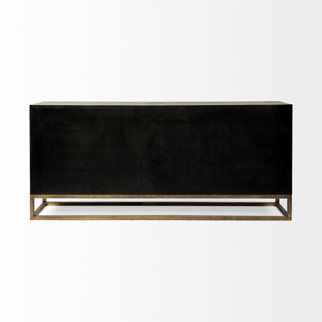 Genevieve II 70x15.8 Gray Fir Veneer W/Gold Metal Frame Base 9 Drawer Sideboard from Mercana - Luna Furniture