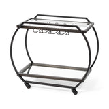Chriselle Black Metal And Glass Two Tier Bar Cart from Mercana - Luna Furniture