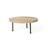 Cedric 15L x 15W x 6H Round Light Brown Wood w/ Black Metal Legs Decorative Display Stand from Mercana - Luna Furniture